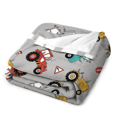 Personalize Cool Truck Car Tractor Kids Blanket for Boys