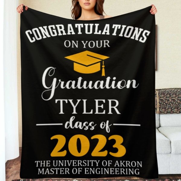 Congratulations on graduating Personalized Blanket - Custom Color - Graduation Gift - Lovscape
