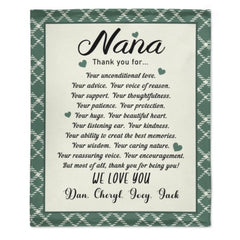 Custom kids name Grandma Soft Blanket - Gift for Grandma Nana Mom Birthday Mother's day - Lovscape