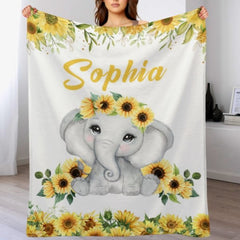 Cute Elephant Custom Name Blanket-Gift for Baby - Lovscape