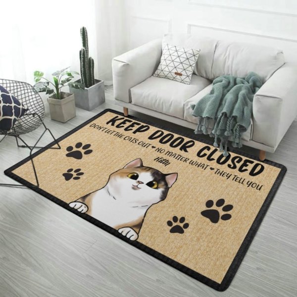Don't Let The Cats Out - Funny Personalized Cat Decorative Mat, Doormat - Lovscape