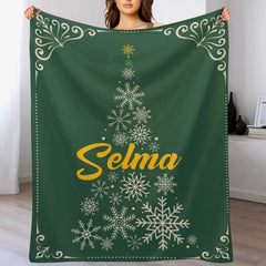 Personalized Custom Christmas Tree Shape Name Blanket