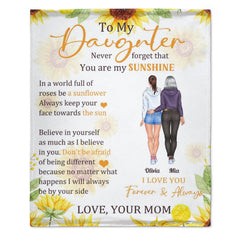 In A World Full Of Roses Be A Sunflower - Personalized Blanket - Birthday, Graduation Gift For Daughter
