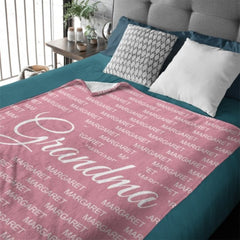 Gift For Grandma Grandpa Grandparents With Grandkids Names Personalized Fleece Blanket - Lovscape