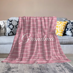 Gift For Grandma Grandpa Grandparents With Grandkids Names Personalized Fleece Blanket - Lovscape