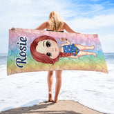 Happiness Comes In Waves - Personalized Custom Beach Towel - Gift For Family, Gift For Kids - Lovscape