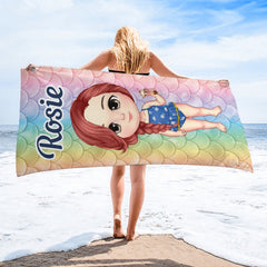 Happiness Comes In Waves - Personalized Custom Beach Towel - Gift For Family, Gift For Kids - Lovscape