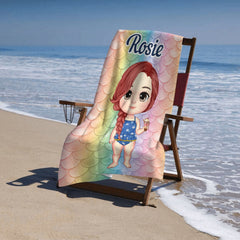 Happiness Comes In Waves - Personalized Custom Beach Towel - Gift For Family, Gift For Kids - Lovscape