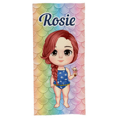 Happiness Comes In Waves - Personalized Custom Beach Towel - Gift For Family, Gift For Kids - Lovscape