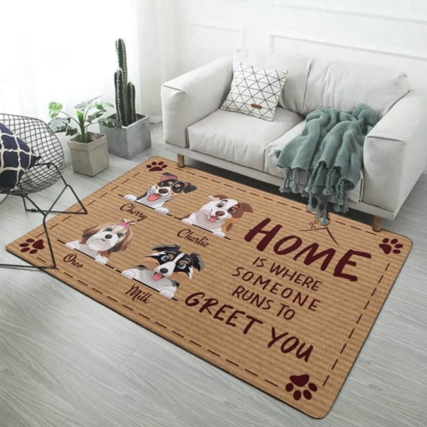Home Is Where The Dog Runs To Greet You - Personalized Decorative Mat - Lovscape
