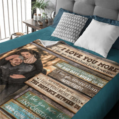I Love You More Than Anything - Upload Image, Gift For Couples - Personalized Blanket - Lovscape
