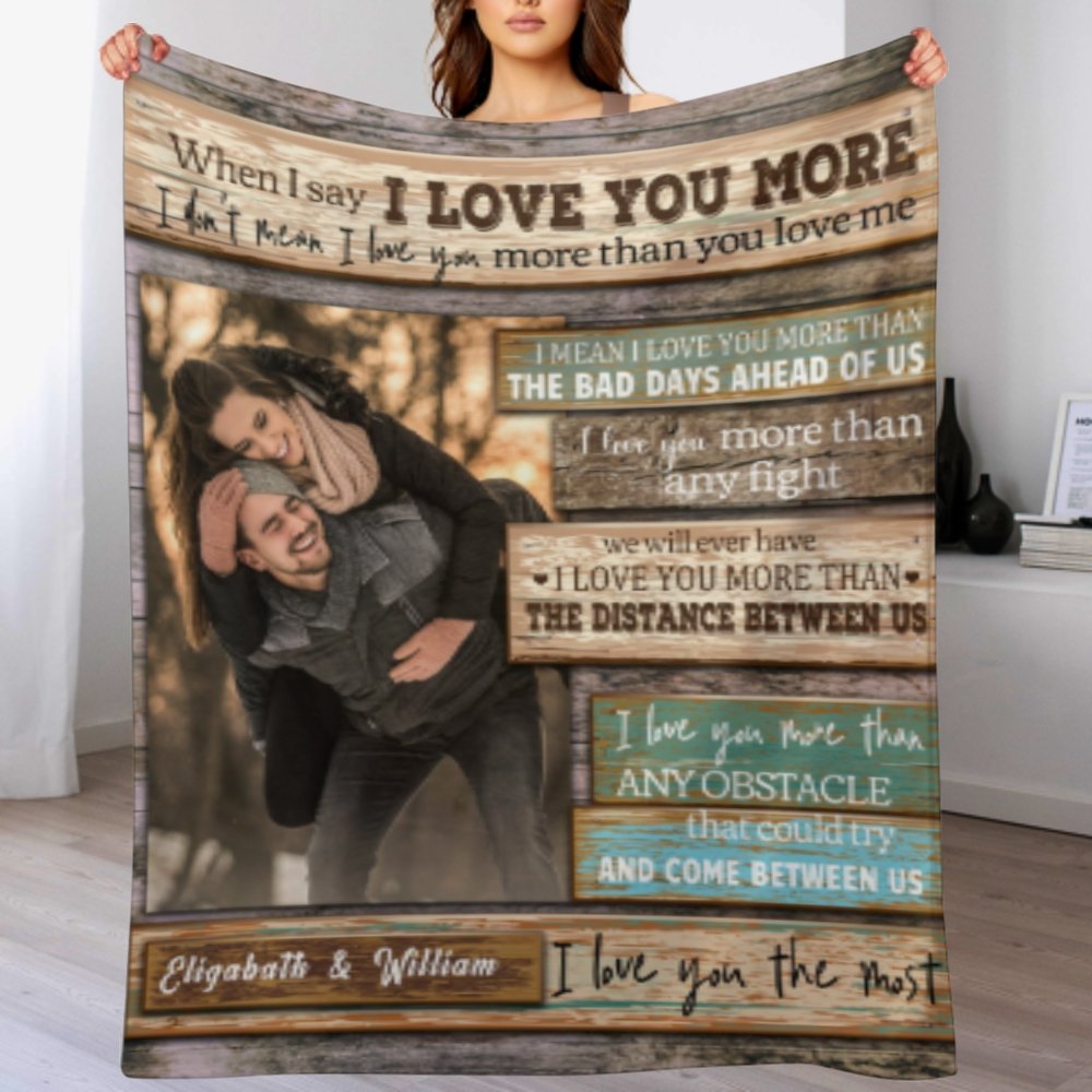 I Love You More Than Anything - Upload Image, Gift For Couples - Personalized Blanket - Lovscape