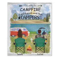Making Memories One Campsite At A Time - Husband & Wife - Gift For Camping Couples, Personalized Blanket - Lovscape