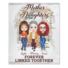 Mother And Daughter Forever Linked Together - Gift For Mom - Personalized Blanket - Lovscape