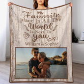 My Favorite Place Is Next To You - Upload Image, Gift For Couples, Husband Wife - Personalized Horizontal Poster - Lovscape