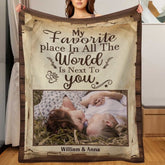 My Favorite Thing Is Staying Next To You - Upload Image, Gift For Couples, Husband Wife - Personalized Blanket - Lovscape