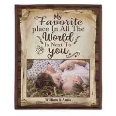My Favorite Thing Is Staying Next To You - Upload Image, Gift For Couples, Husband Wife - Personalized Blanket - Lovscape