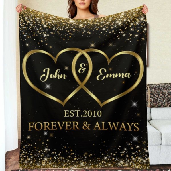 Our Love Story - Couple Personalized Custom Blanket - Valentine Gift For Husband Wife, Anniversary - Lovscape