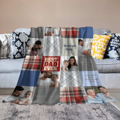 Patchwork Best Dad Memories Photo Blanket - Lovscape