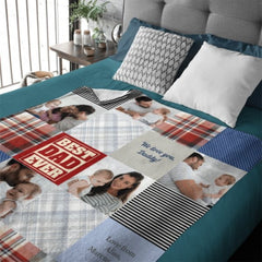 Patchwork Best Dad Memories Photo Blanket - Lovscape