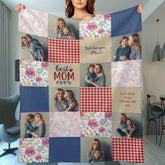 Patchwork Best Mom Grandma Memories Photo Blanket - Lovscape