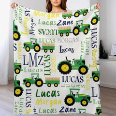 Personalized Farm Tractor Blanket - Gift for Baby - Lovscape