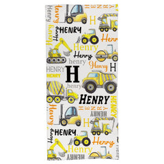 Personalized Name Construction Beach Towel - Gift For Baby Birthday - Lovscape
