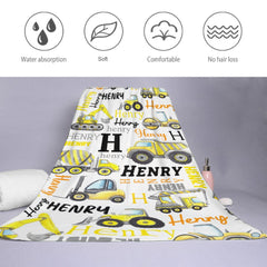 Personalized Name Construction Beach Towel - Gift For Baby Birthday - Lovscape