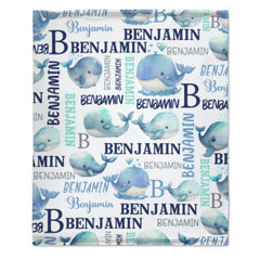Personalized Sea Animal Whale Blanket - Baby Birthday Gift - Lovscape