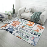 Personalized Woodland Animals Baby Name Decorative Mat - Custom Name Gift - Lovscape