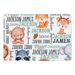 Personalized Woodland Animals Baby Name Decorative Mat - Custom Name Gift - Lovscape