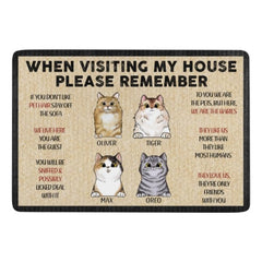 Pets' Rules When Visiting Our House - Cats And Dogs Personalized Decorative Mat, Doormat - Lovscape