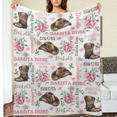 Pink Flower Cowgirl Girl Custom Blanket -Gift for Baby Shower Gift - Lovscape