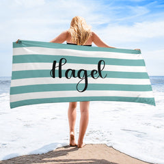 Striped Name Beach Towel - Lovscape