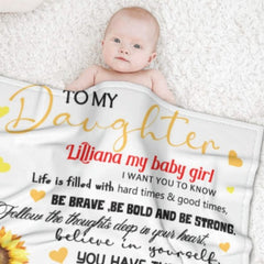 Sunflower Custom Name Blanket-Gift for Daughter - Lovscape