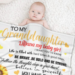 Sunflower Custom Name Blanket-Gift for Granddaughter - Lovscape