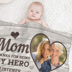 Thank You For Simply Being There Every Time - Upload Image, Gift For Mom, Personalized Blanket - Lovscape