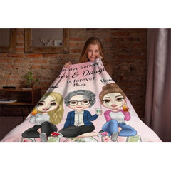 The Love Between Mother & Daughters - Family Personalized Custom Blanket - Birthday Gift For Mom From Daughter - Lovscape