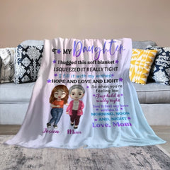 To My Daughter Pastel Color Doll Mom And Daughter Personalized Fleece Blanket - Lovscape
