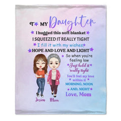 To My Daughter Pastel Color Doll Mom And Daughter Personalized Fleece Blanket - Lovscape