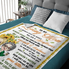 To My Loving Mom You Are A Sunflower - Family Personalized Custom Blanket - Birthday Gift For Mom From Daughter - Lovscape