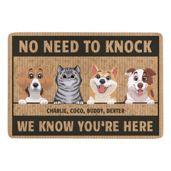 We Know You're Here, Dogs And Cats - Personalized Decorative Mat - Lovscape