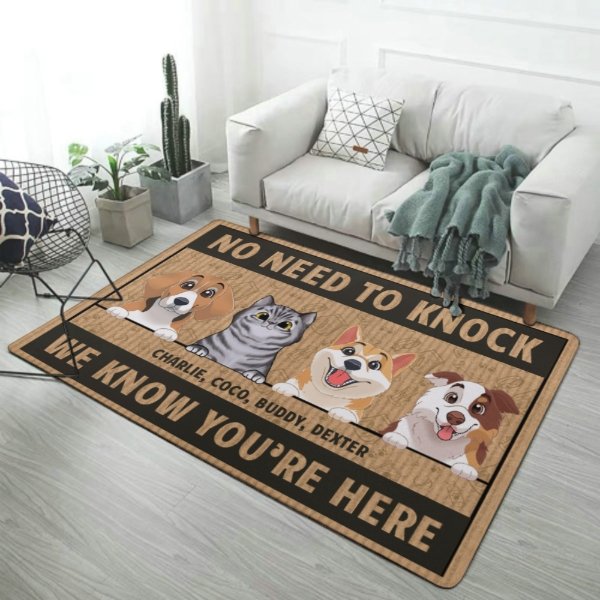 We Know You're Here, Dogs And Cats - Personalized Decorative Mat - Lovscape