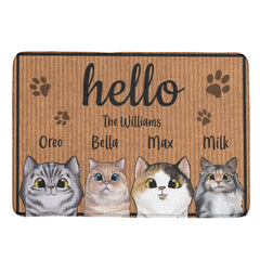 Welcome To Our Home - Cat Personalized Custom Decorative Mat - Gift For Pet Owners, Pet Lovers - Lovscape