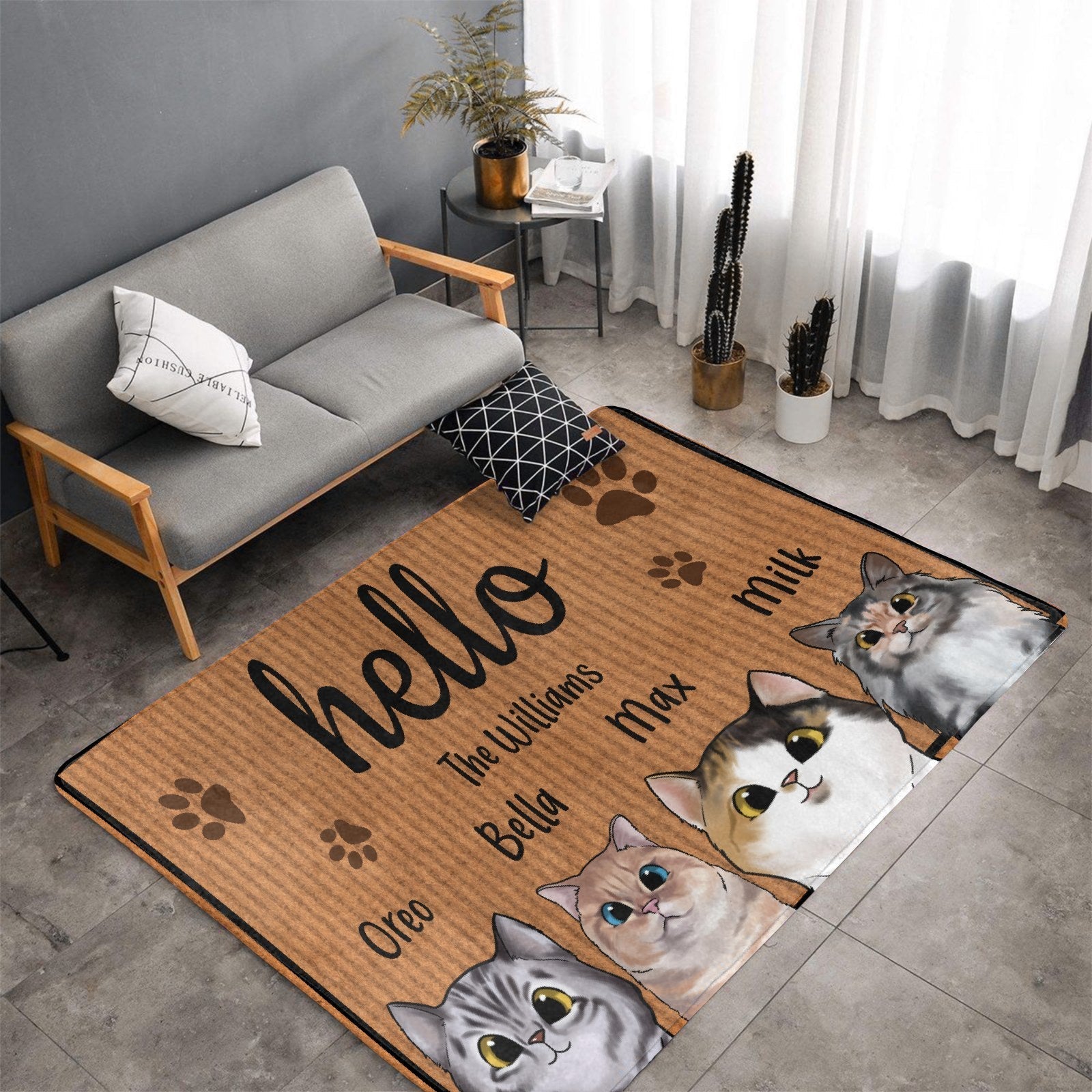 Welcome To Our Home - Cat Personalized Custom Decorative Mat - Gift For Pet Owners, Pet Lovers - Lovscape