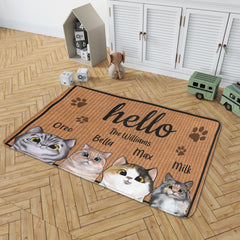 Welcome To Our Home - Cat Personalized Custom Decorative Mat - Gift For Pet Owners, Pet Lovers - Lovscape