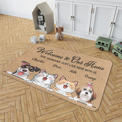 Welcome To The Pet Home - Funny Personalized Pet Decorative Mat, Doormat (Cat & Dog) - Lovscape