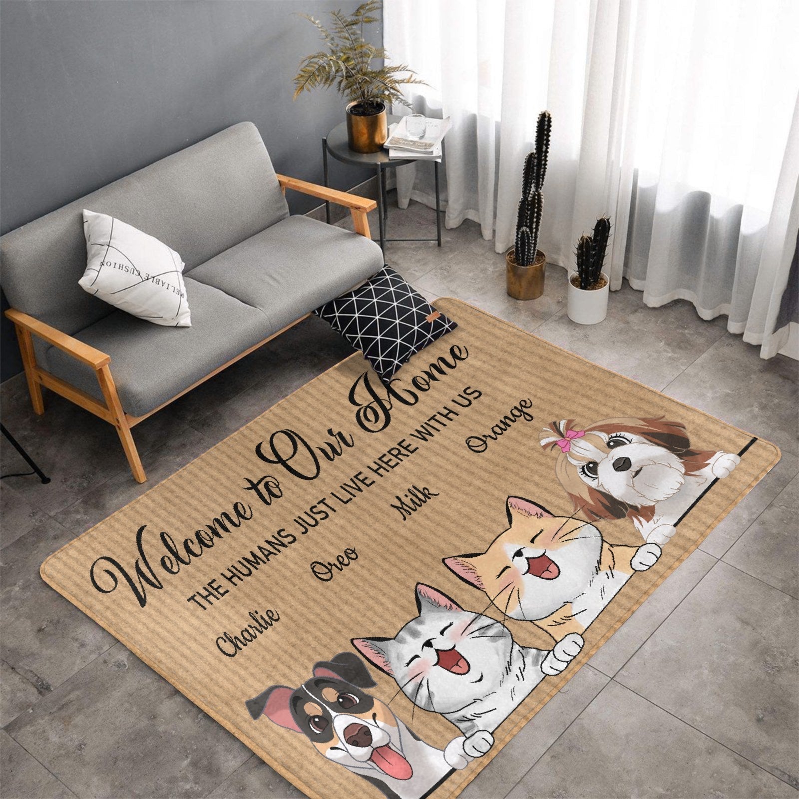 Welcome To The Pet Home - Funny Personalized Pet Decorative Mat, Doormat (Cat & Dog) - Lovscape