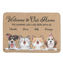 Welcome To The Pet Home - Funny Personalized Pet Decorative Mat, Doormat (Cat & Dog) - Lovscape