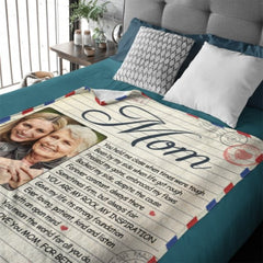 You're My Rock And My Inspiration - Upload Image, Gift For Mom, Personalized Blanket - Lovscape